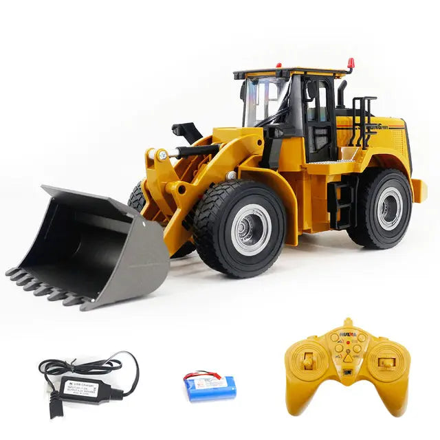 Huina 1567 RC Alloy Excavator bulldozer 6CH 1:24 2.4GHz Engineering Toy Car FUNYAT