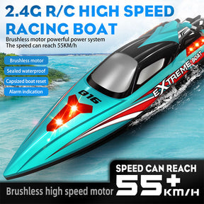 RC Boat HJ816 PRO Brushless 2 In 1 Racing Fishing Boat Trawler 55km/h High Speed RC Speedboat LED Outdoor Toys