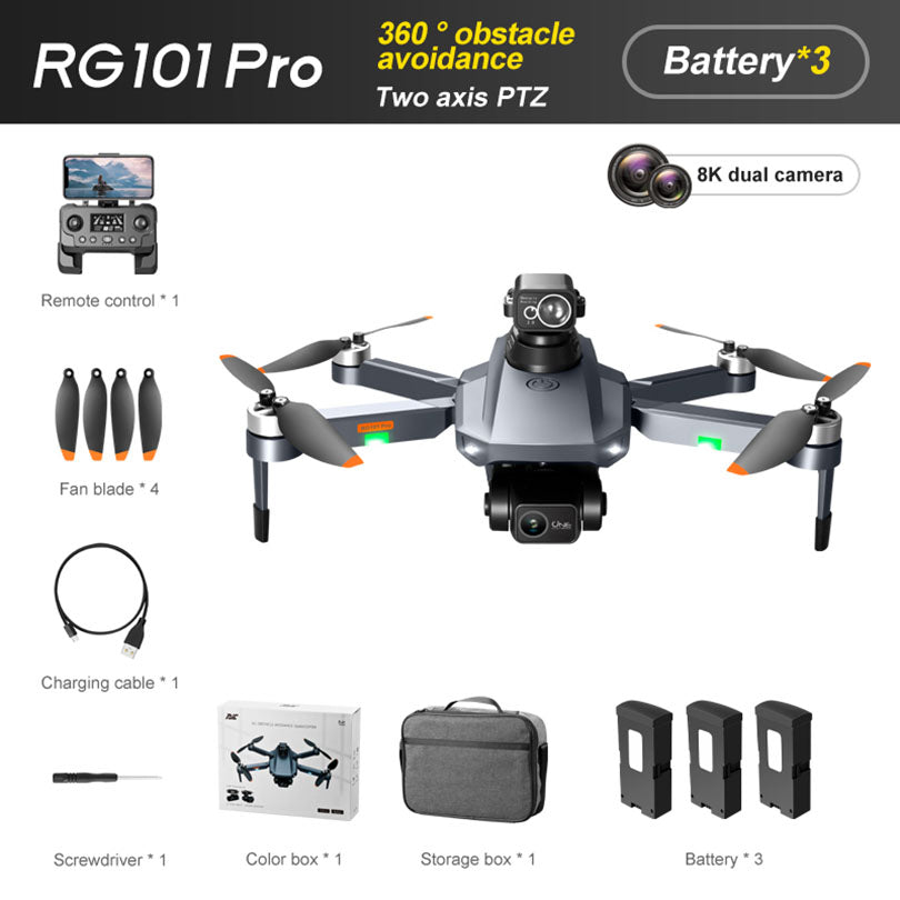 RC Drone RG101 PRO 2-Axis Mechanical Gimbal Obstacle Avoidance 8K ESC Camera 5G WIFI GPS Brushless Quadcopter