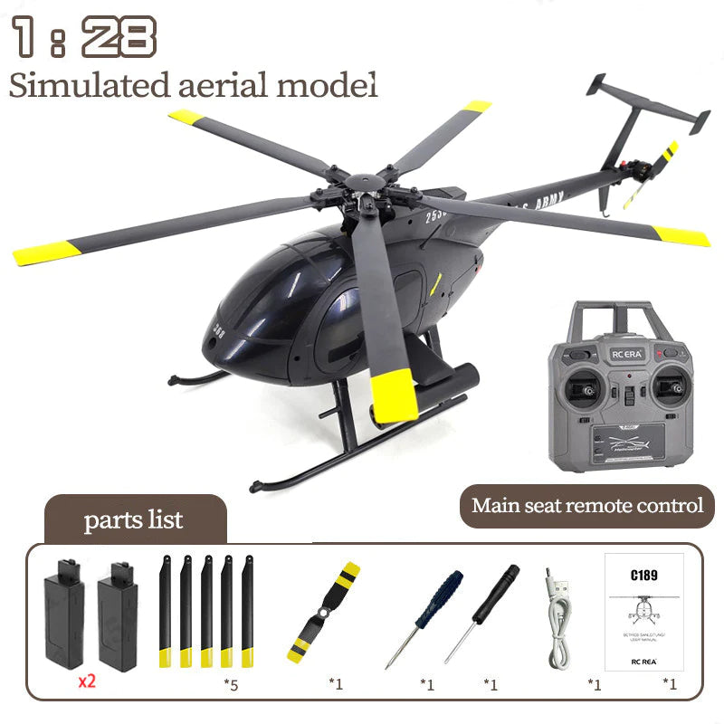 RCERA C189 MD500 Bird RC Helicopter 1:28 TUSK Dual Brushless Simulation 6-Axis Gyro Barometric Altitude Hold Helicopter Toys