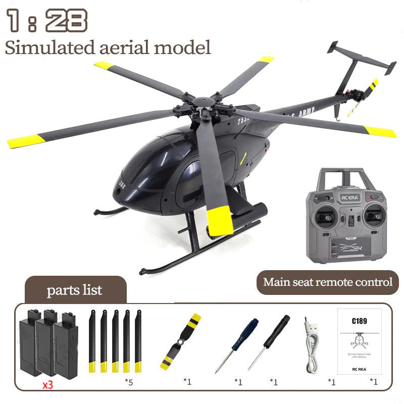 RCERA C189 MD500 Bird RC Helicopter 1:28 TUSK Dual Brushless Simulation 6-Axis Gyro Barometric Altitude Hold Helicopter Toys