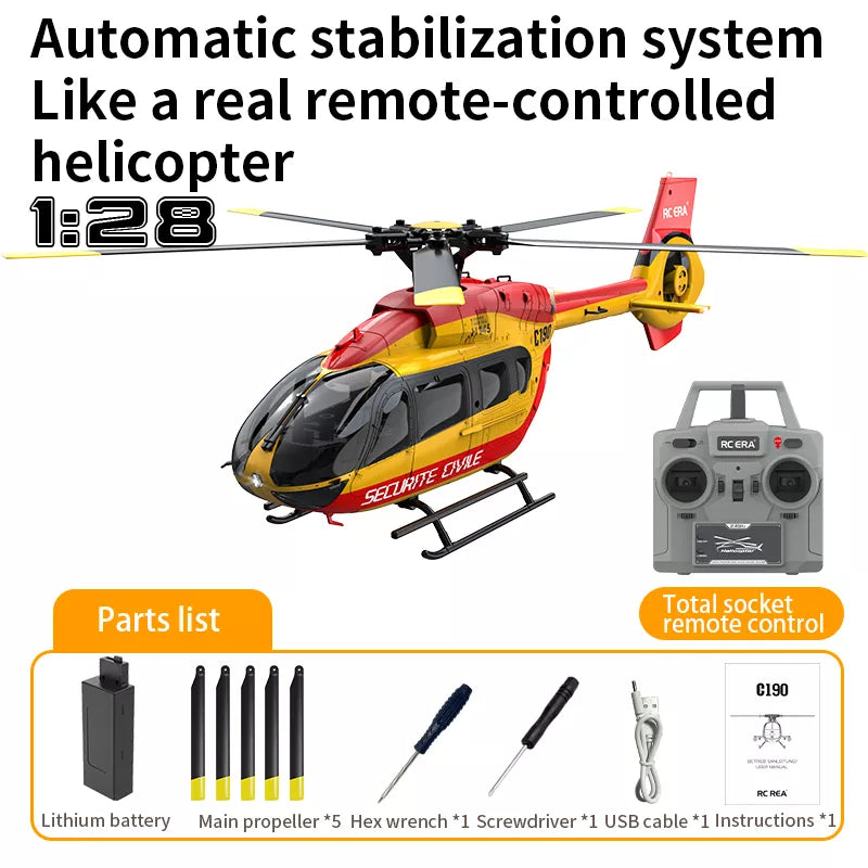 RC ERA C190 H145 RC Helicopter 6CH 6-Axis optical flow positioning Air pressure fixed altitude 1:28 true ducted Helicopter