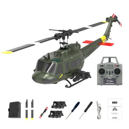 RCERA C032 UH-1 RC Helicopter – 6CH 6-Axis Gyro TOF Laser Radar Optical Flow Positioning Aerobatic Stunt Drone for Adults & Advanced Flyers - FUNYAT