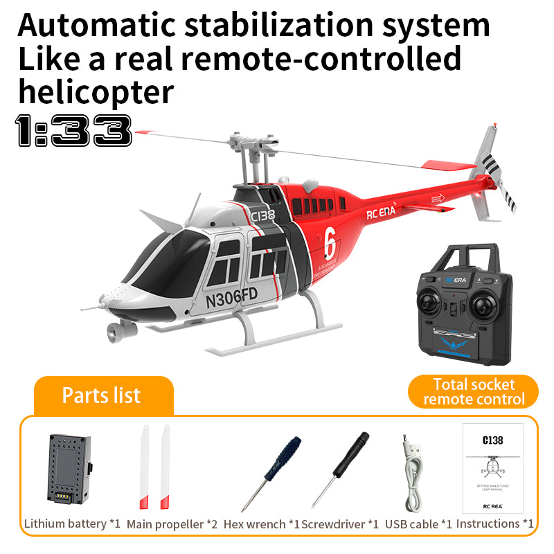 RC ERA C138 Remote Controlled Helicopter 1/33 Scale 6-Channel 2.4G Simulation RC Bell 206 Model Aircraft Perfect Children's Toy RTF