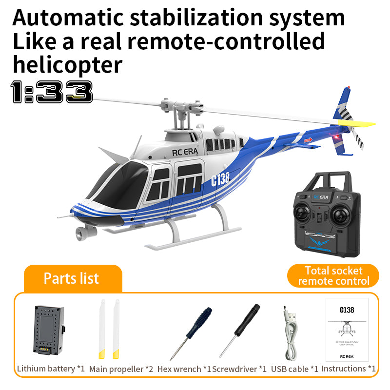 RC ERA C138 Remote Controlled Helicopter 1/33 Scale 6-Channel 2.4G Simulation RC Bell 206 Model Aircraft Perfect Children's Toy RTF