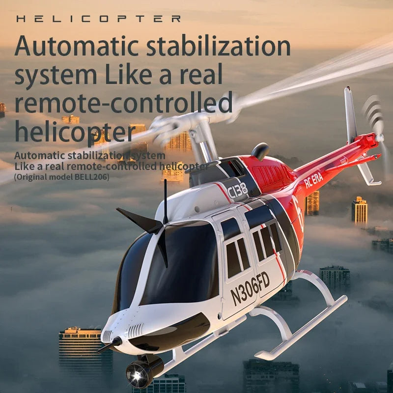 RC ERA C138 Remote Controlled Helicopter 1/33 Scale 6-Channel 2.4G Simulation RC Bell 206 Model Aircraft Perfect Children's Toy RTF