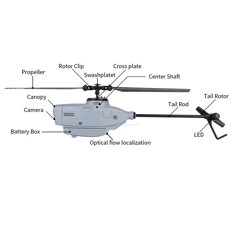 RCERA C127 RC Helicopter 2.4G 4CH 6-Axis Gyro Altitude Hold Optical Flow Localization Flybarless RTF Sentry Helicopter FUNYAT