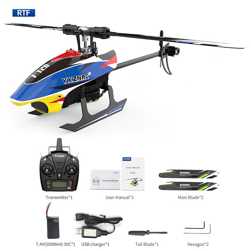 YUXIANG RC Helicopter F120 2.4G 6CH 3D/6G Brushless Direct Drive Flybarless Compatible with FUTABA S-FHSS