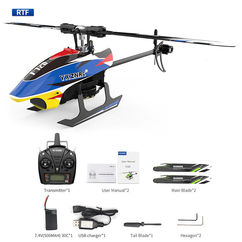 YXZNRC RC Helicopter F120 2.4G 6CH 3D/6G Brushless Direct Drive Flybarless Compatible with FUTABA S-FHSS