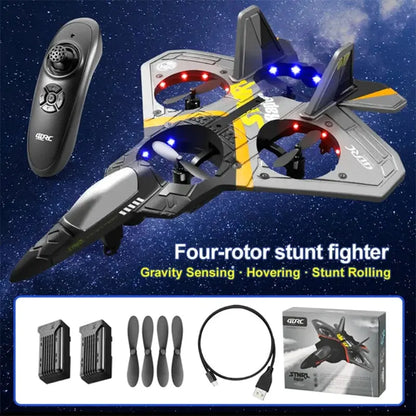 RC Plane V17 Gravity Sensing Glider EPP Foam 2.4G 3CH Beginner RC Aircraft Toy RTF Grey 2 Battery - rc airplane | FUNYAT