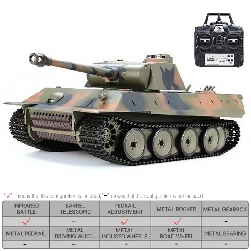 RC Tank Heng Long 3819-1 German Panther V Tank Upgrade Metal Version RC Tank Toys Gift