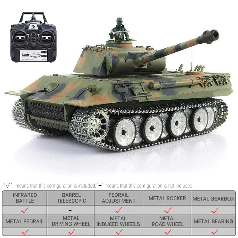 RC Tank Heng Long 3819-1 German Panther V Tank Upgrade Metal Version RC Tank Toys Gift