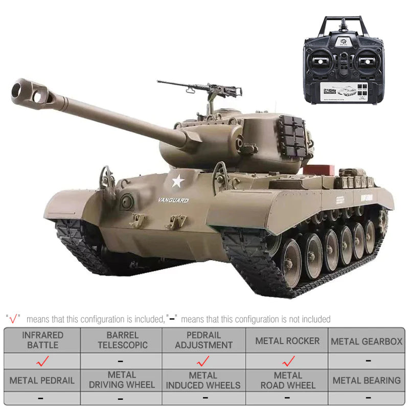 RC Tank Heng Long 3838 M26 1/16 Pershing US Army Snow Leopard Battle Tank Upgrade Metal RC Tank toys