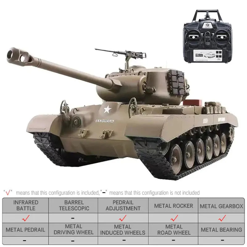 RC Tank Heng Long 3838 M26 1/16 Pershing US Army Snow Leopard Battle Tank Upgrade Metal RC Tank toys FUNYAT