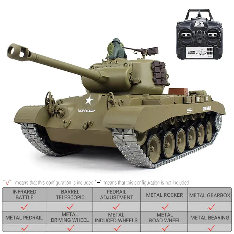 RC Tank Heng Long 3838 M26 1/16 Pershing US Army Snow Leopard Battle Tank Upgrade Metal RC Tank toys FUNYAT