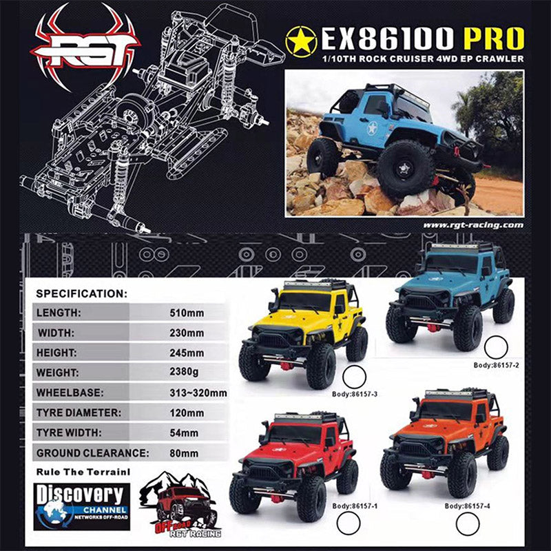 RGT EX86100 PRO 1/10 Off-Road Climbing RC Car KIT Version Without Electronic Parts