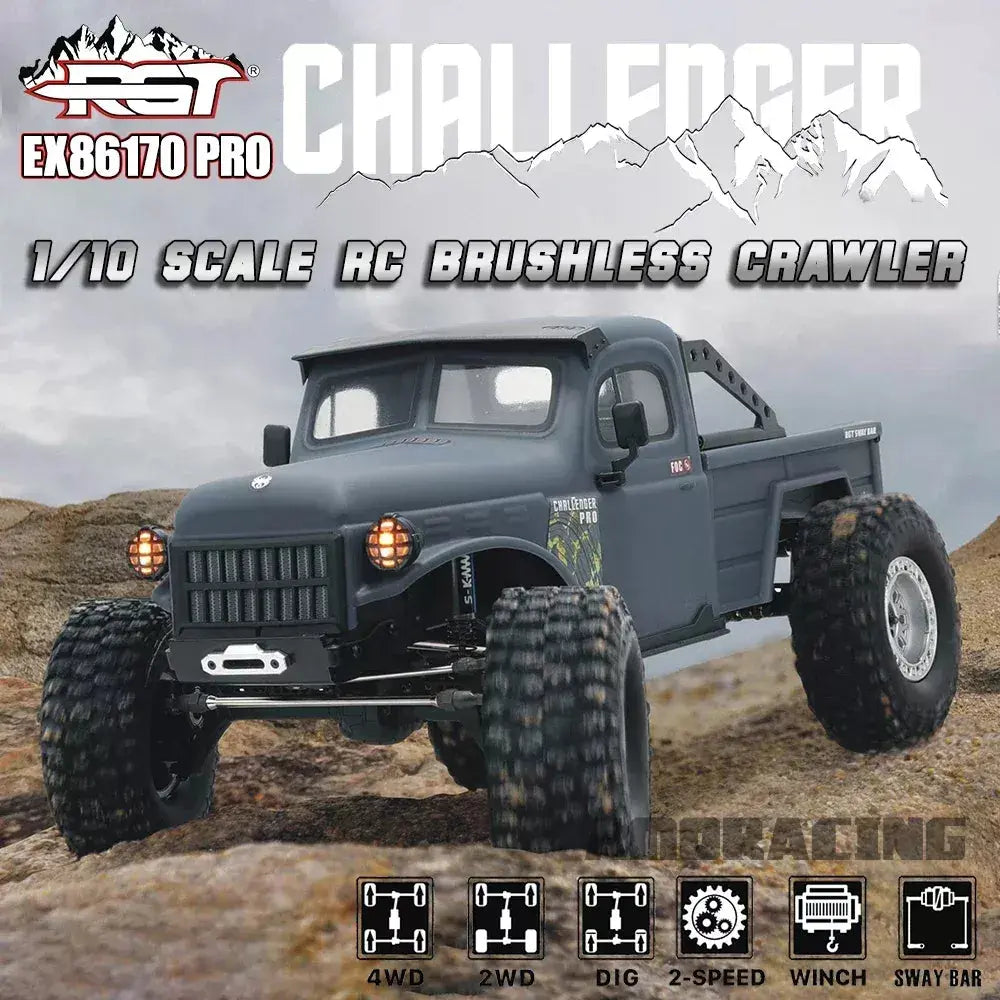 RGT EX86170 PRO Challenger Upgraded version RC Car 1/10 4WD Brushless Rock Crawler Off-Road Truck Two Speed DIG Portal Axle - FUNYAT