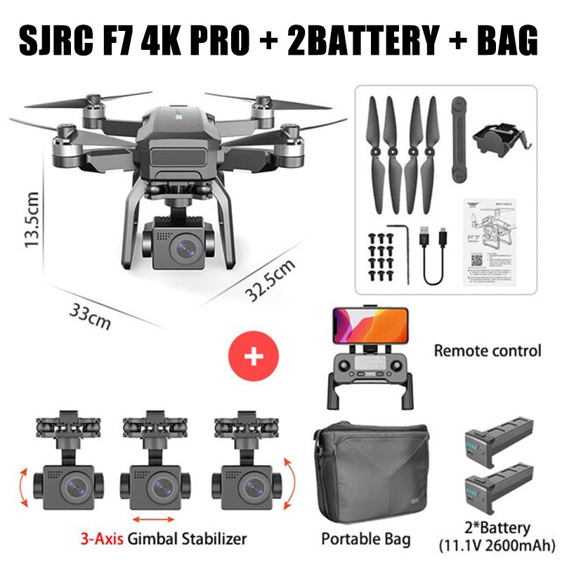 SJRC F7 F7S PRO RC Drone 4K 3-Axis Gimbal Obstacle Avoidance Professional Brushless GPS 5G WiFi Quadcopter FUNYAT