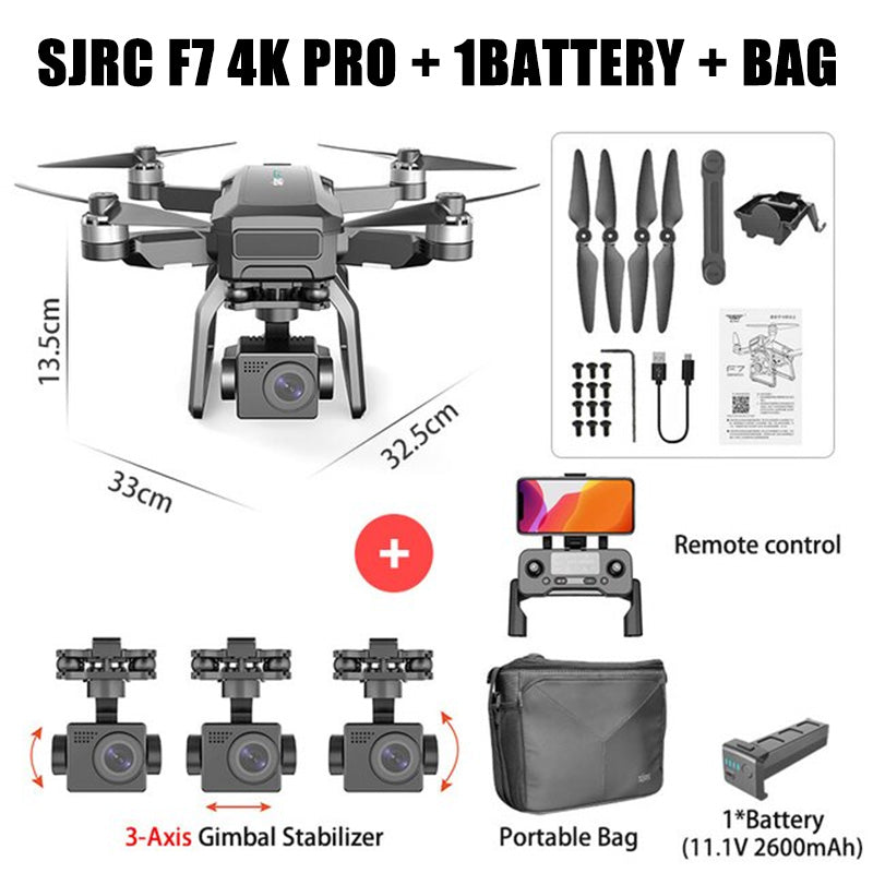 SJRC F7 F7S PRO RC Drone 4K 3-Axis Gimbal Obstacle Avoidance Professional Brushless GPS 5G WiFi Quadcopter