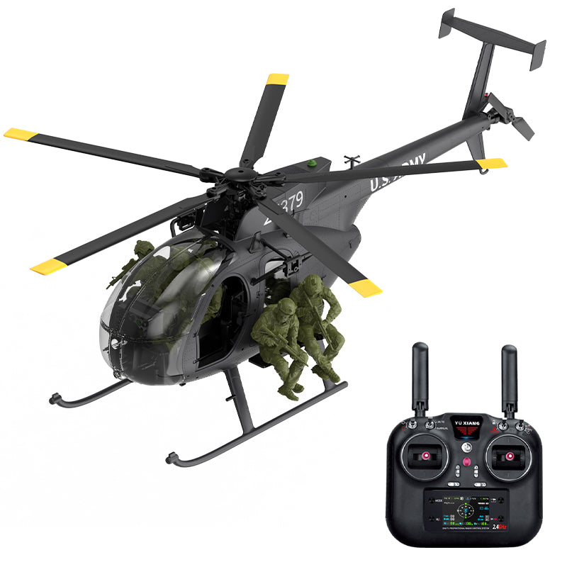 YUXIANG F118S MH-6 Little Bird 1/16 Scale RC Military Helicopter Black GPS FPV RTF