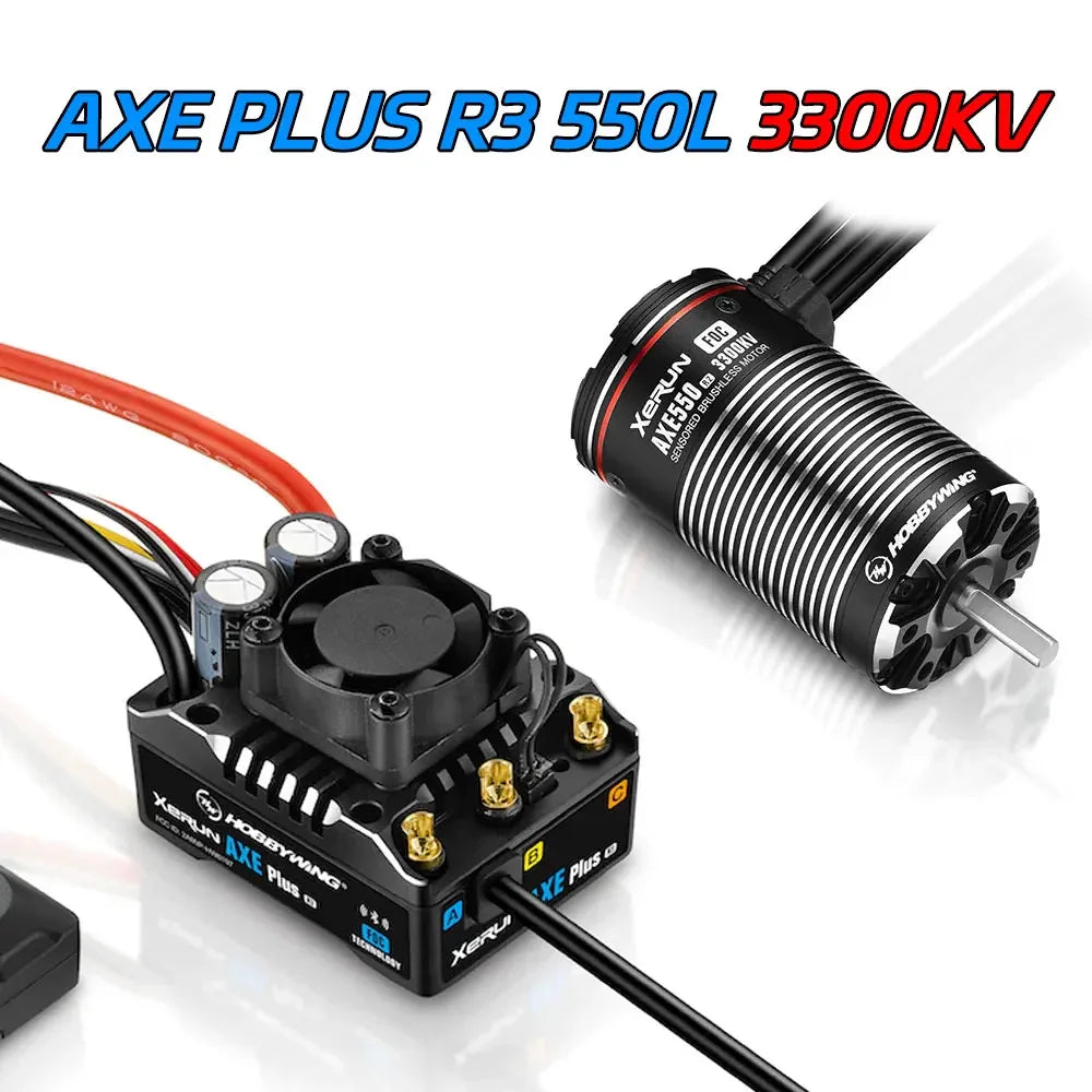 Hobbywing XeRun AXE Plus R3 135A ESC & Brushless Motor for 1/10 RC Crawler – FOC System Waterproof AXE Plus R3 ESC + 550 R2 3300KV Combo - RC Crawler Parts | FUNYAT