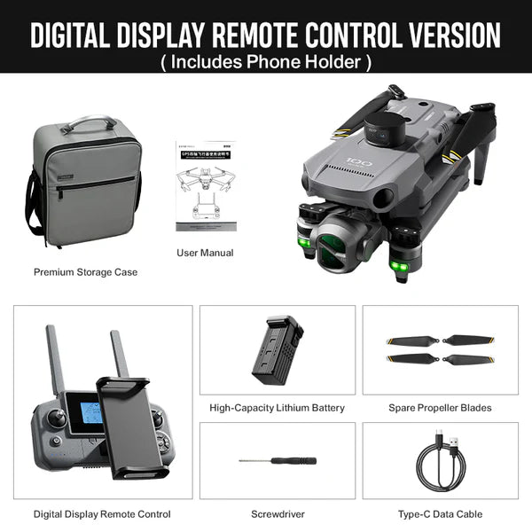 SMRC WING100 8K GPS Drone – 3-Axis Gimbal, Obstacle Avoidance, 5G, Optional Screen Remote Ordinary Remote Control - Drone | FUNYAT