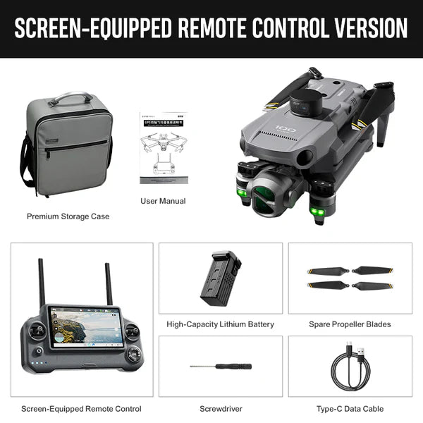 SMRC WING100 8K GPS Drone – 3-Axis Gimbal, Obstacle Avoidance, 5G, Optional Screen Remote Touch Screen Remote Control - Drone | FUNYAT