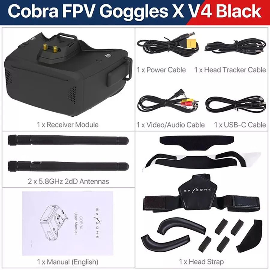 SKYZONE COBRA X V4 COBRA SD FPV Drone Goggles 1280x720 4.1in 5.8G 48CH Receiver Head Tracker DVR for FPV Drone