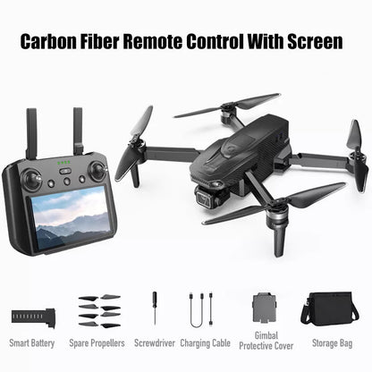 SMRC S840 PRO Carbon Fiber 8K Drone 3-Axis Gimbal EIS Camera Intelligent Obstacle Avoidance 5G GPS Quadcopter with Screen Remote Control