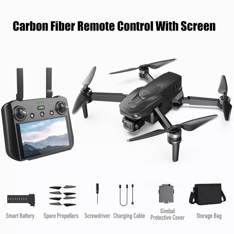 SMRC S840 PRO Carbon Fiber 8K Drone 3-Axis Gimbal EIS Camera Intelligent Obstacle Avoidance 5G GPS Quadcopter with Screen Remote Control