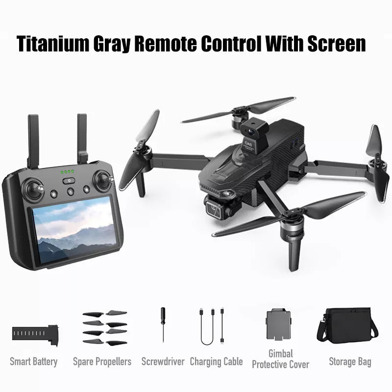 SMRC S840 PRO Carbon Fiber 8K Drone 3-Axis Gimbal EIS Camera Intelligent Obstacle Avoidance 5G GPS Quadcopter with Screen Remote Control