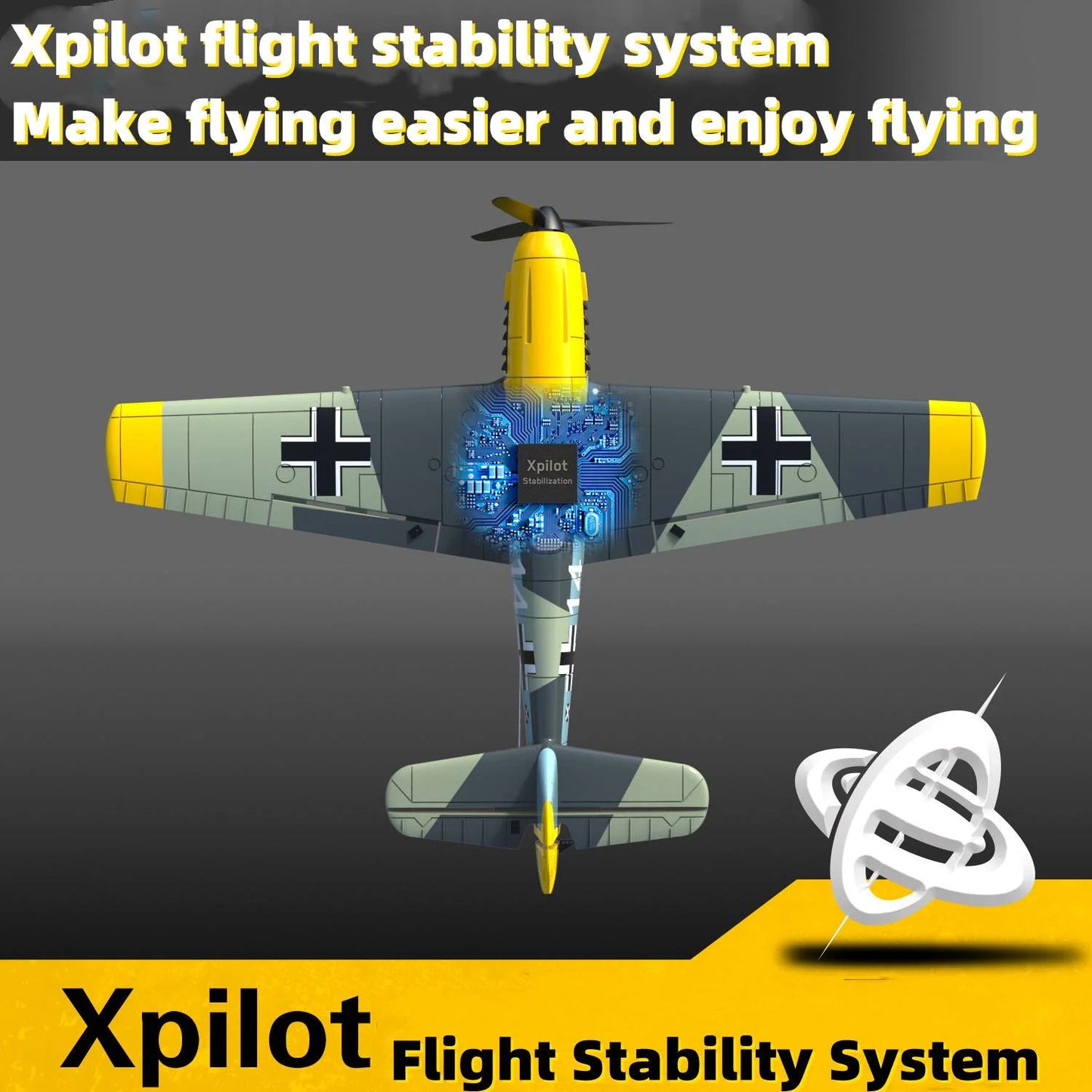 Volantex BF109 RC Plane 2.4GHz 4CH 400mm Wingspan 6-Axis One Key U-Turn Aerobatic Xpilot Stabilization System Plane Toy FUNYAT