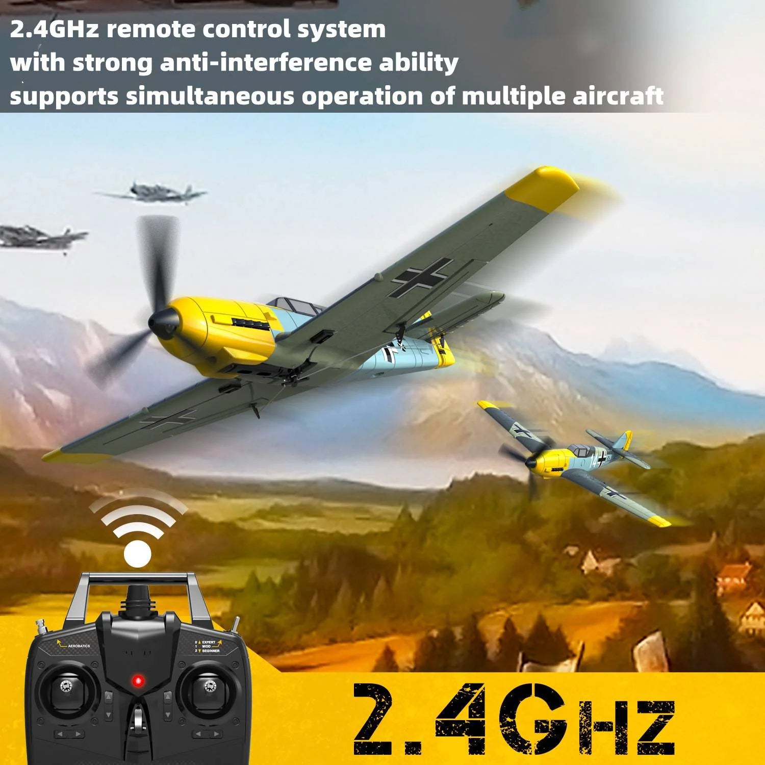 Volantex BF109 RC Plane 2.4GHz 4CH 400mm Wingspan 6-Axis One Key U-Turn  Aerobatic Xpilot Stabilization System Plane Toy