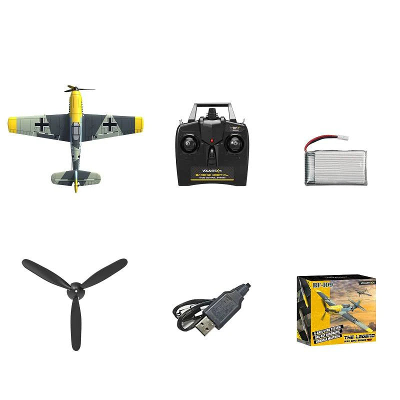 Volantex BF109 RC Plane 2.4GHz 4CH 400mm Wingspan 6-Axis One Key U-Turn Aerobatic Xpilot Stabilization System Plane Toy