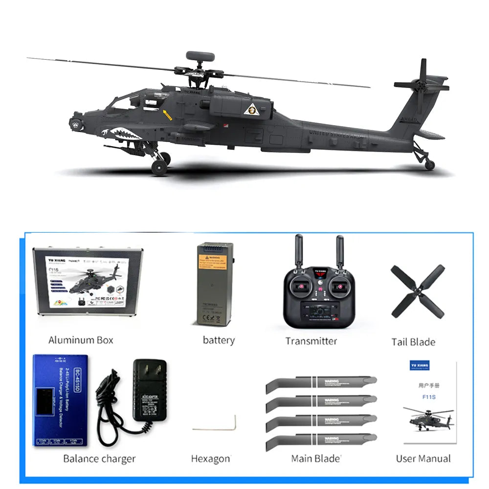 YUXIANG F11S Apache Helicopter Intelligent Version GPS Altitude Hold Optical Flow Positioning Radar Brushless 3D Stunt 1:32 Scale Helicopter