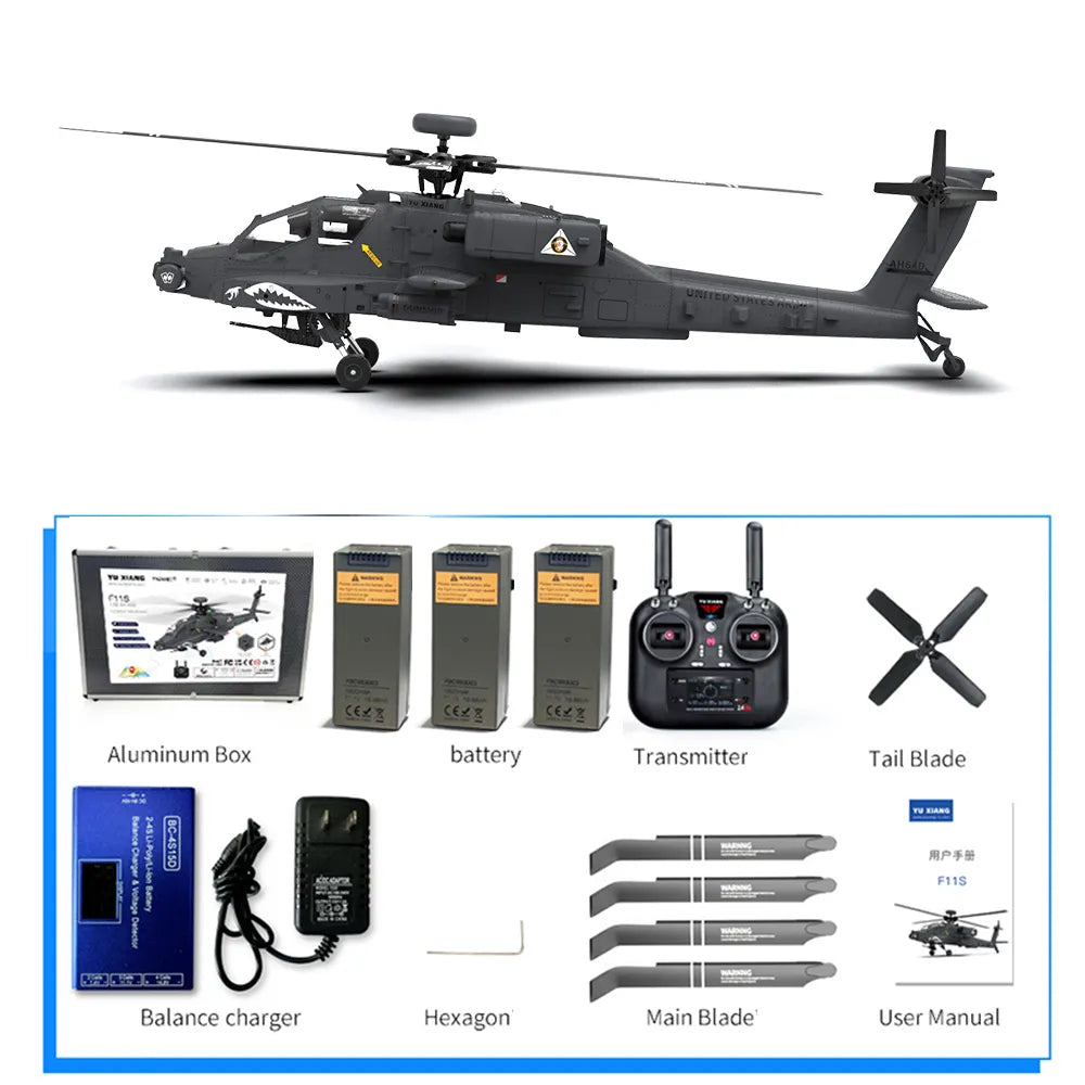 YUXIANG F11S Apache Helicopter Intelligent Version GPS Altitude Hold Optical Flow Positioning Radar Brushless 3D Stunt 1:32 Scale Helicopter