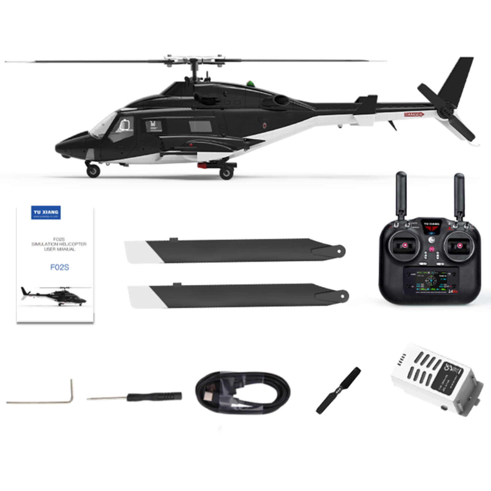 YXZNRC F02S Airwolf 1:12 Scale 2.4G 8CH GPS Positioning 6G