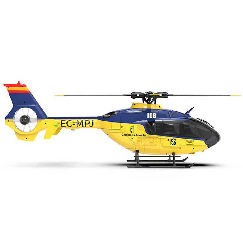 YXZNRC F06 EC135 2.4G 6CH RC Helicopter RTF Direct Drive Dual Brushless One Key 3D Roll Flybarless Helicopter Toy