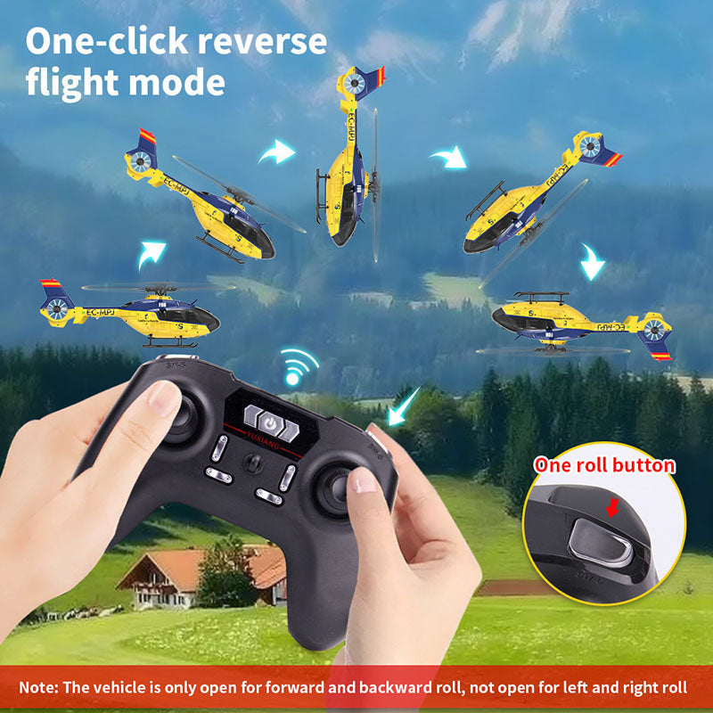YXZNRC F06 EC135 2.4G 6CH RC Helicopter RTF Direct Drive Dual Brushless One Key 3D Roll Flybarless Helicopter Toy