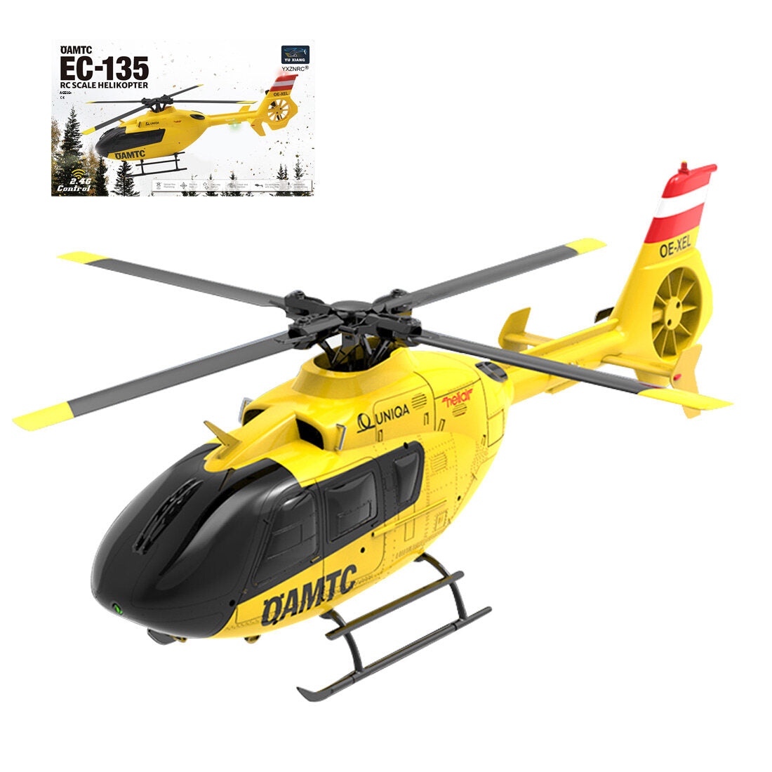 YXZNRC F06 RC Helicopter 1:36 Scale EC-135 2.4G 6-Channel Direct-Drive Brushless 3D Aerobatic Aircraft Model