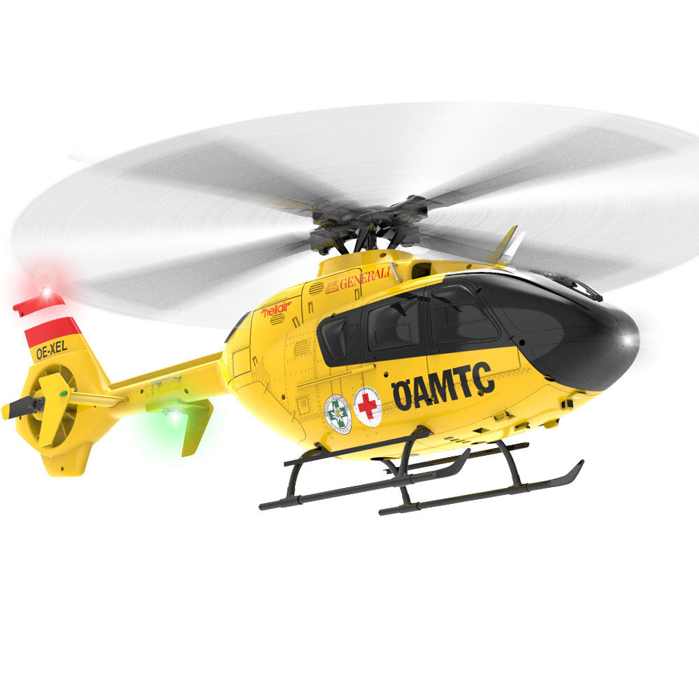 YXZNRC F06 RC Helicopter 1:36 Scale EC-135 2.4G 6-Channel Direct-Drive Brushless 3D Aerobatic Aircraft Model