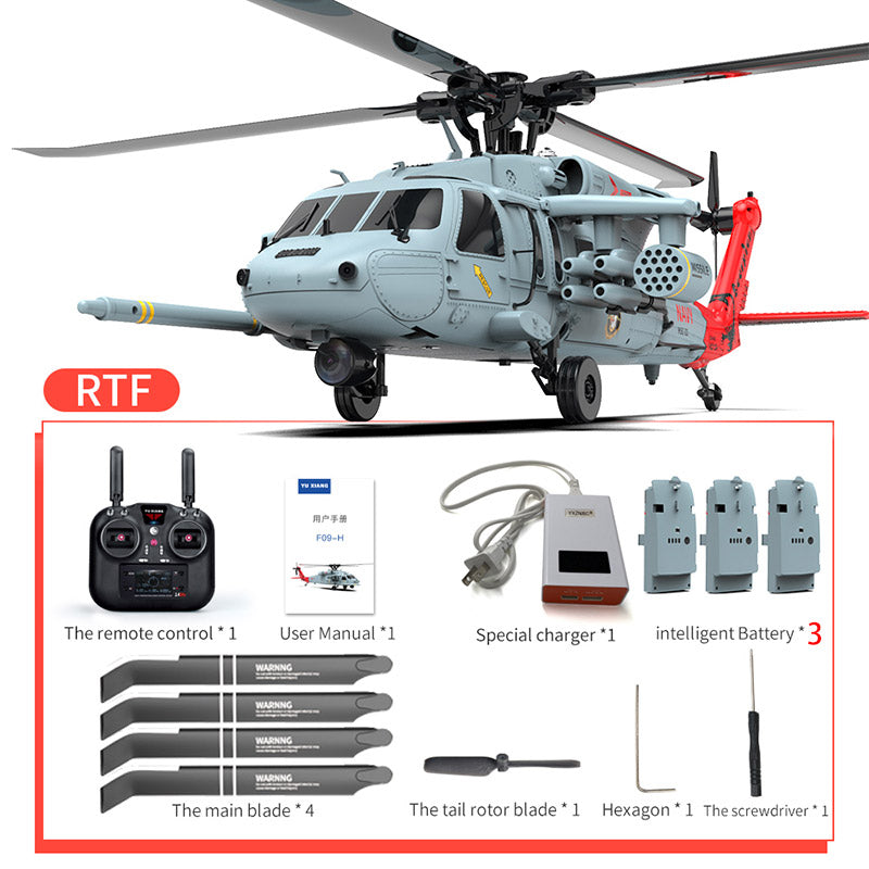 YXZNRC F09-H Naval Eagle 6CH 6-Axis Gyro RC Helicopter GPS Optical Flow Positioning 5.8G FPV Camera Dual Brushless Combat Helicopter