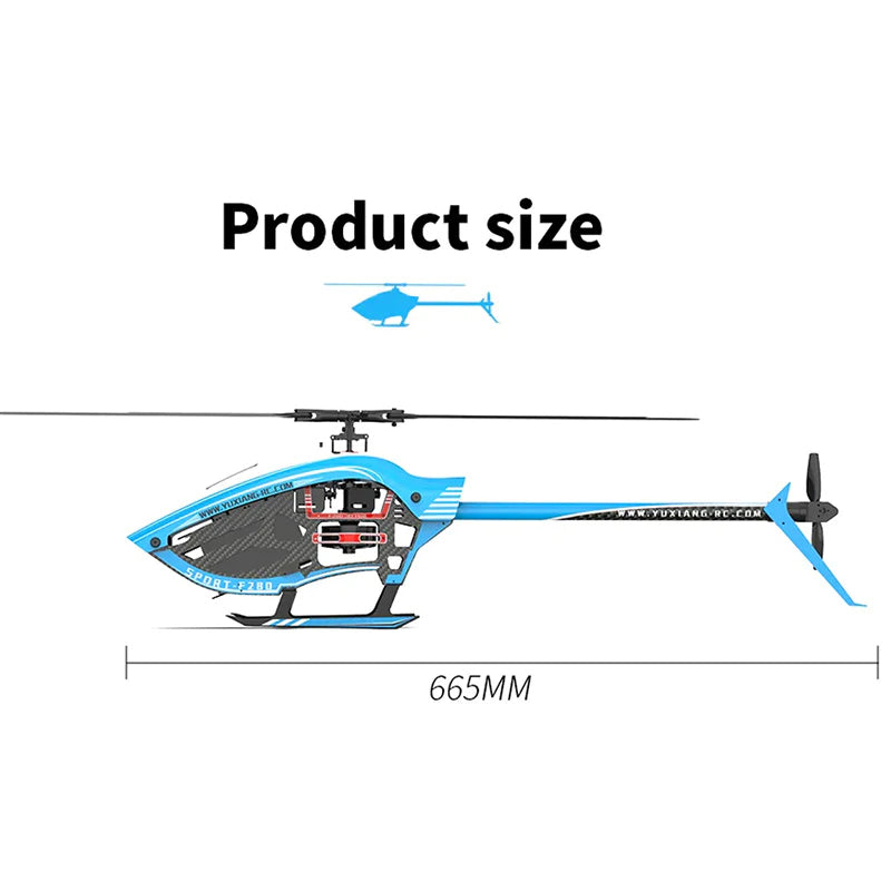 YXZNRC F280 RC Helicopter 6-Axis Gyro 3D6G Dual Brushless Direct Drive Motor Flybarless 2.4G 6CH Helicopter