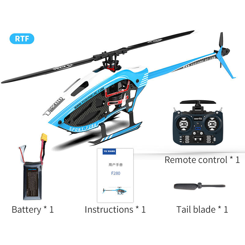 YXZNRC F280 RC Helicopter 6-Axis Gyro 3D6G Dual Brushless Direct Drive Motor Flybarless 2.4G 6CH Helicopter