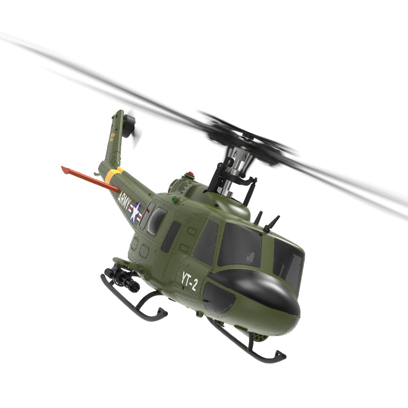 YXZNRC F07 UH1D Huey non-flanking Armed Helicopter 6-Axis Gyroscope and Optical Flow Localization 1:34 Flapless Helicopter