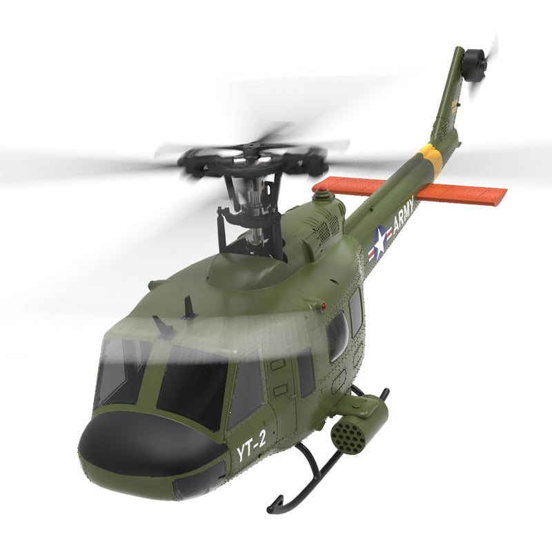 YXZNRC F07 UH1D Huey non-flanking Armed Helicopter 6-Axis Gyroscope and Optical Flow Localization 1:34 Flapless Helicopter