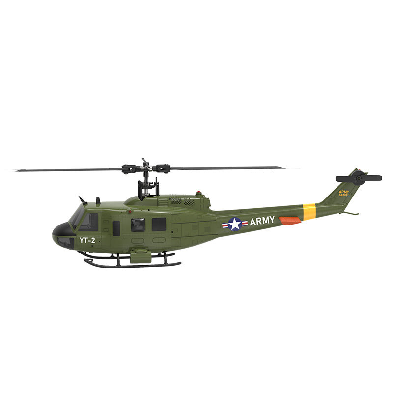 YXZNRC F07 UH1D Huey non-flanking Armed Helicopter 6-Axis Gyroscope and Optical Flow Localization 1:34 Flapless Helicopter