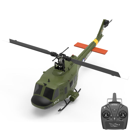 YXZNRC F07 UH1D Huey non-flanking Armed Helicopter 6-Axis Gyroscope and Optical Flow Localization 1:34 Flapless Helicopter