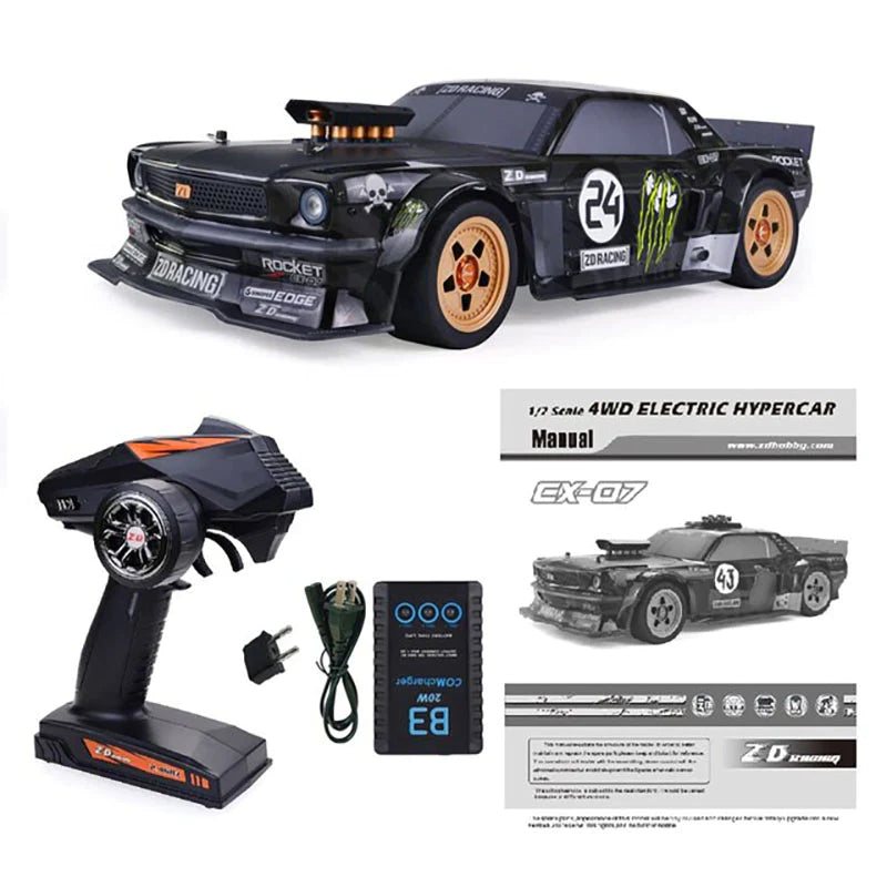 ZD Racing 1/7 EX07 EX-07 4WD RC Car High-Speed 130km/h Professional Flat Drift Sports Car Electric RC Model Toys Gift