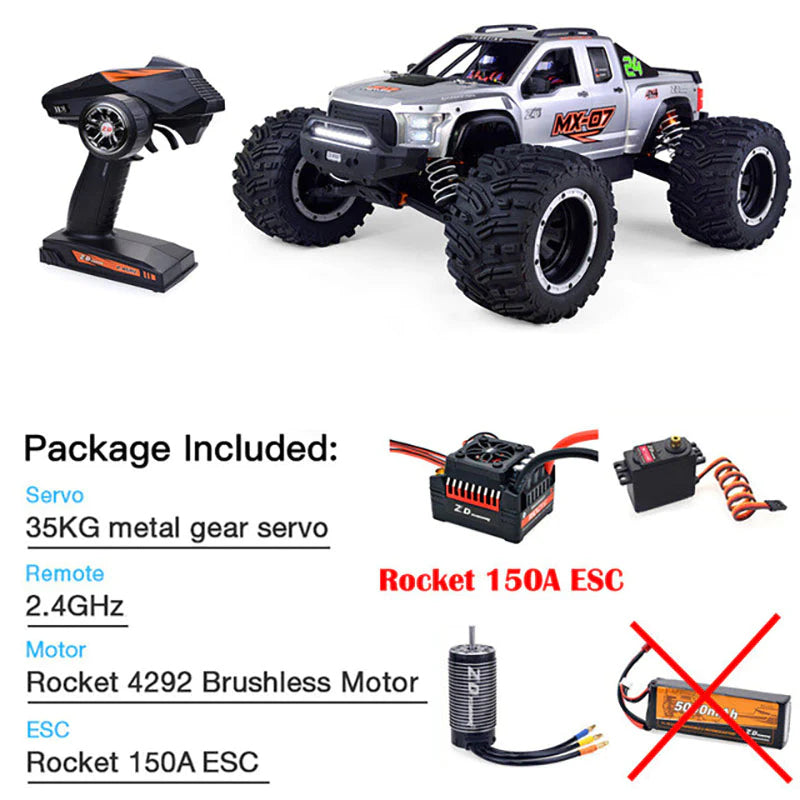 ZD Racing 1/7 MX-07 MX 07 4WD RC Car 8S Brushless Monster Truck Buggy Off-Road High-speed 80km/h RC Racing